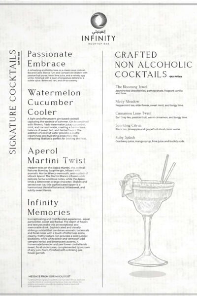 Infinity Rooftop Lounge Restaurant Offer in Qatar