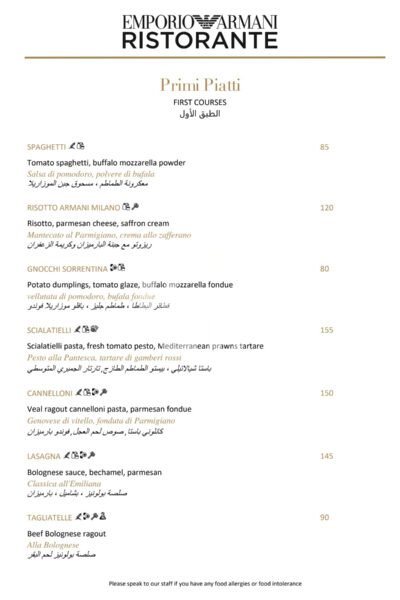 Emporio Armani Ristorante Restaurant Offer in Qatar
