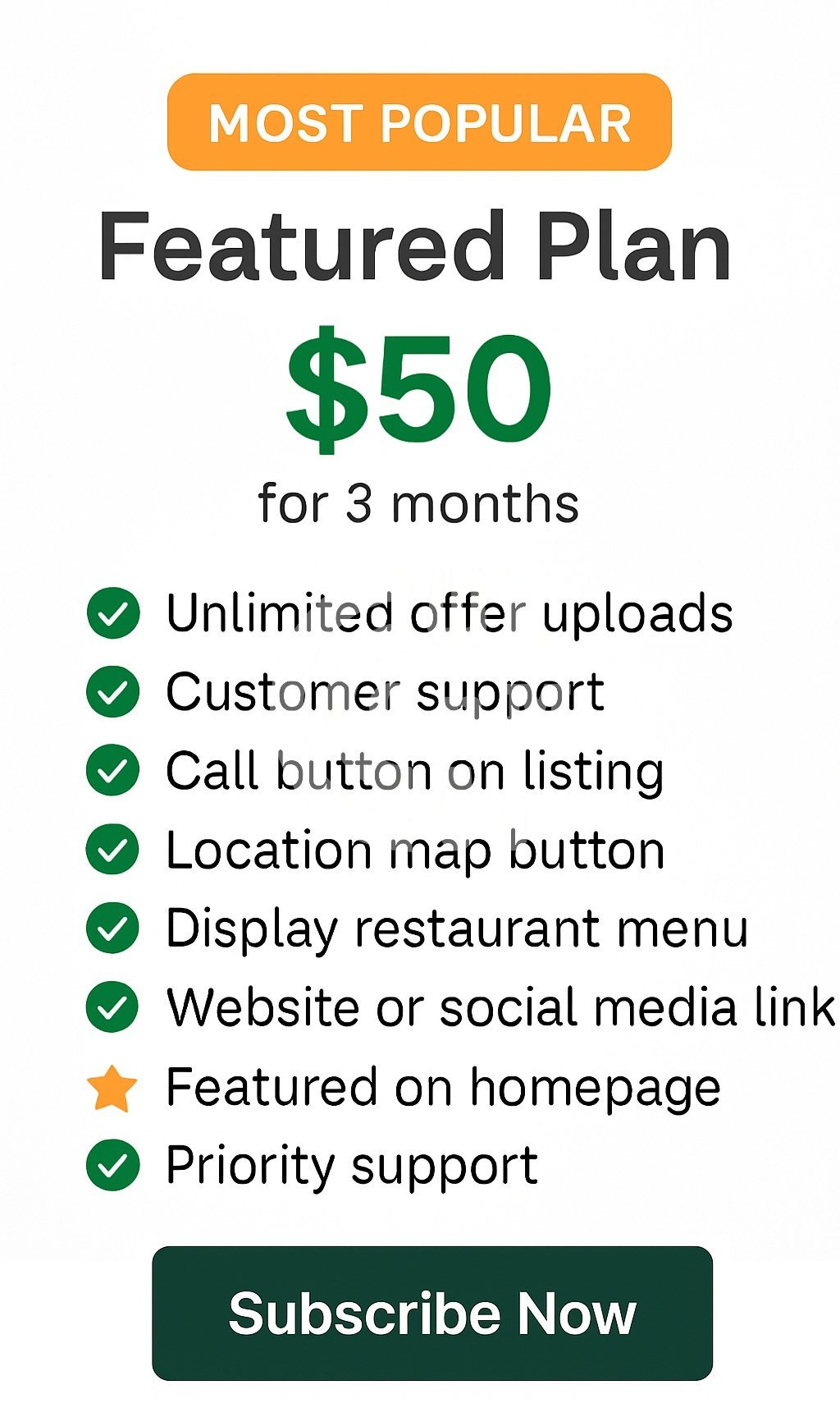 Featured Plan – Upload Unlimited Offers (3 Months) Restaurant Offer in Qatar