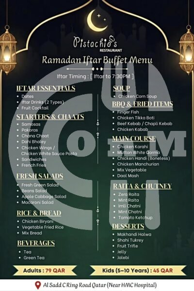 Pistachio's Restaurant Restaurant Offer in Qatar