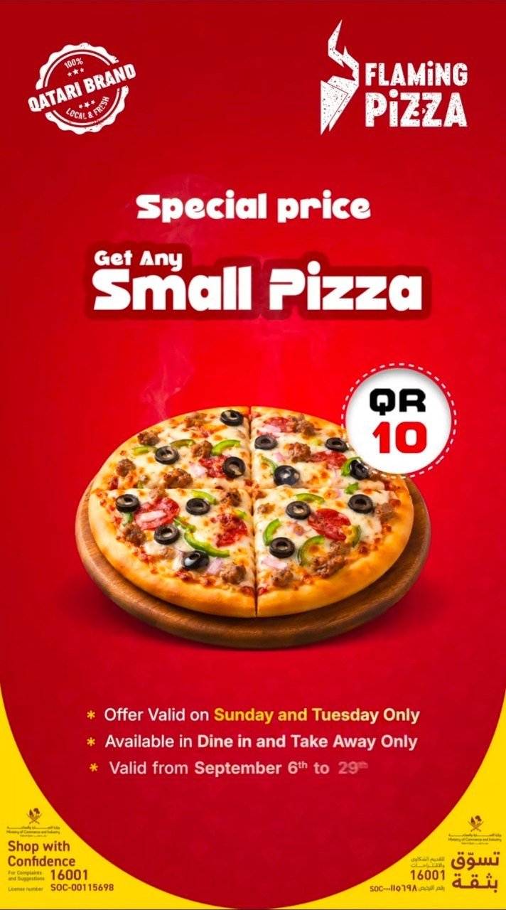 flaming pizza offer Doha